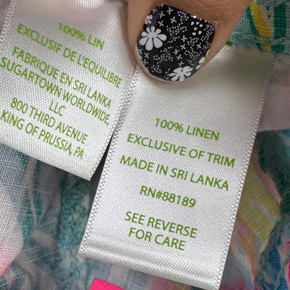 Lilly Pulitzer Taron Linen Tropical Leaf Elastic Waist Drawstring Pants Size L - Picture 5 of 15